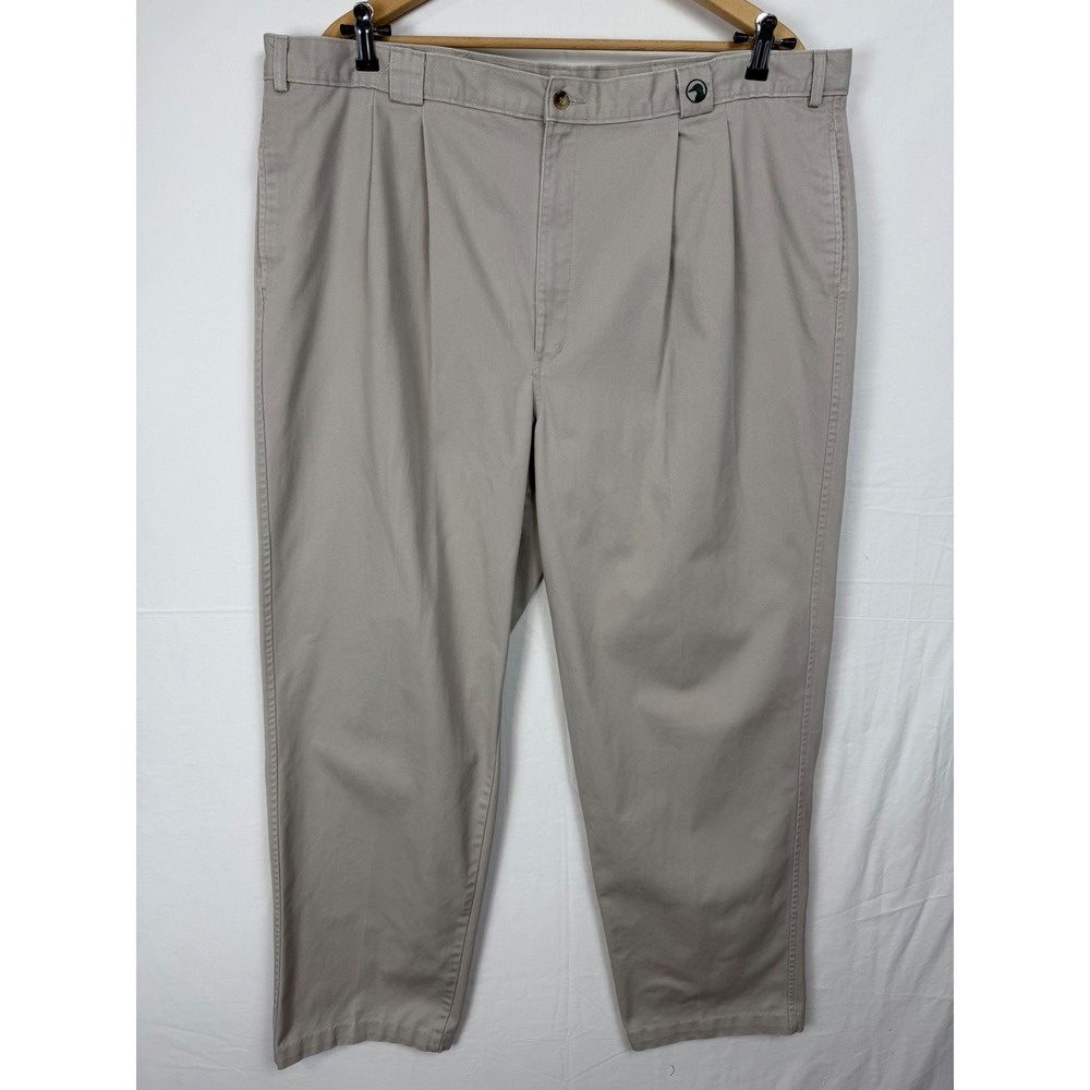 Duck Head Pleated Chino‎ Pants Mens 44x34 Khaki Tan Cotton Twill Made in USA